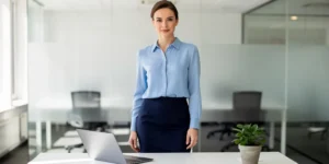 chemisier bleu ciel femme chic