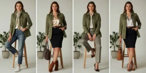 tenue avec veste kaki femme