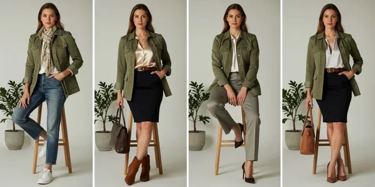 tenue avec veste kaki femme