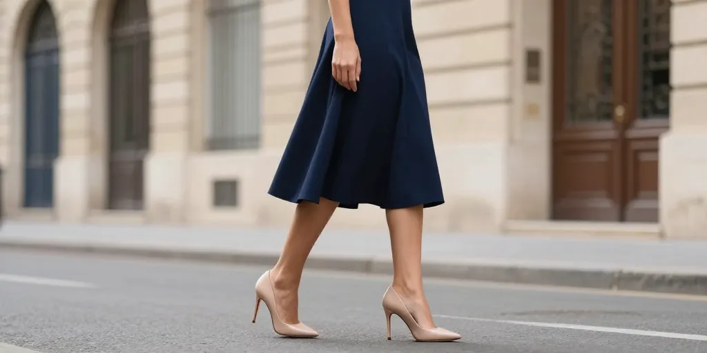quelle couleur de chaussures avec une robe bleue marine