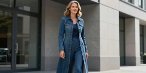 veste en jean longue femme