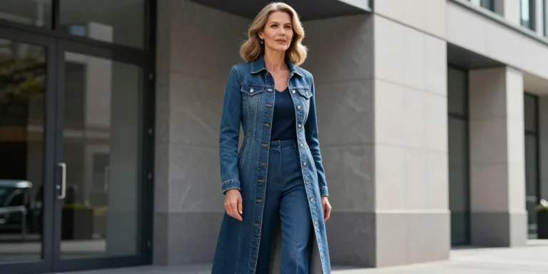 veste en jean longue femme